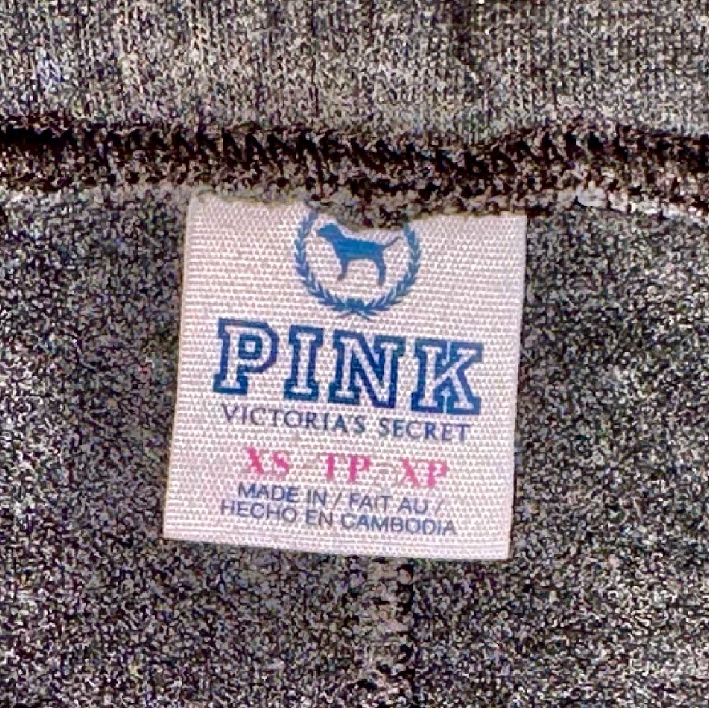 PINK Victoria's Secret Charcoal Gray/Orange Campus Fleece Sweatpants 💖 Size XS - Picture 5 of 12